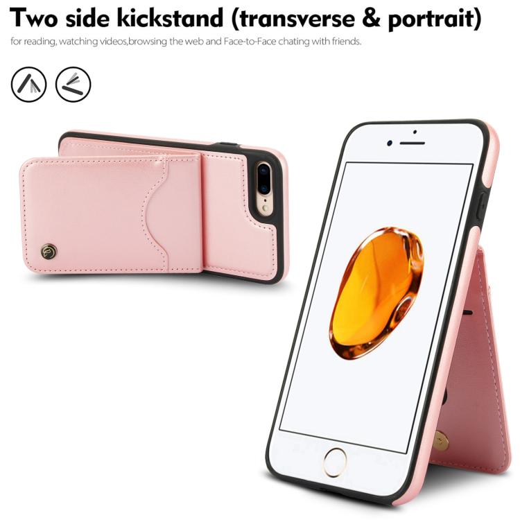 For iPhone 7 Plus / 8 Plus AwQuer Vertical Flip Card Bag Holder Leather Phone Case