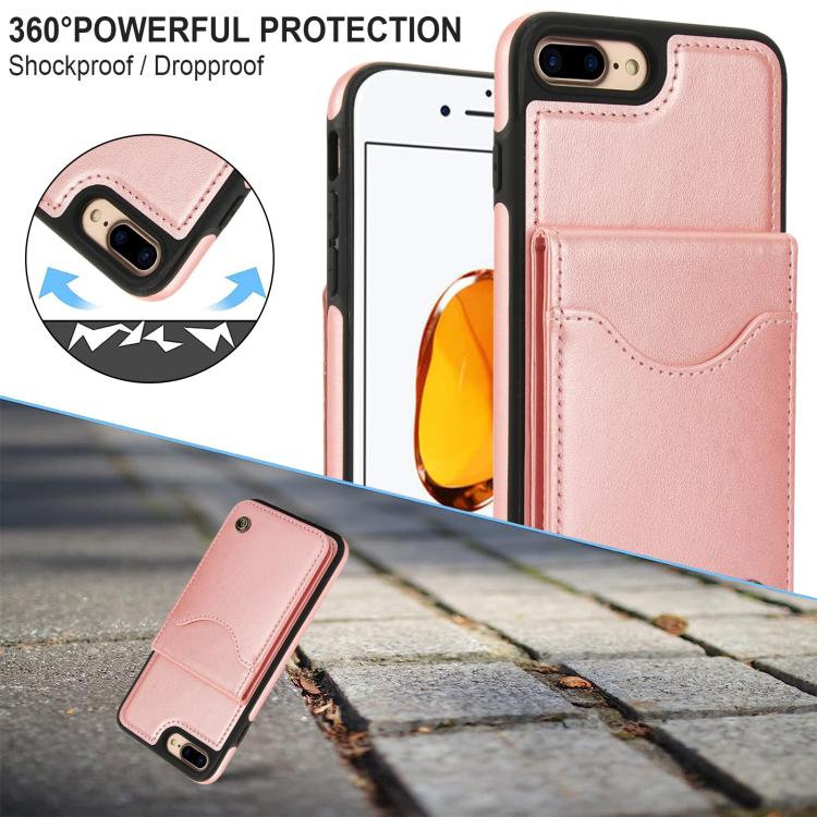 For iPhone 7 Plus / 8 Plus AwQuer Vertical Flip Card Bag Holder Leather Phone Case