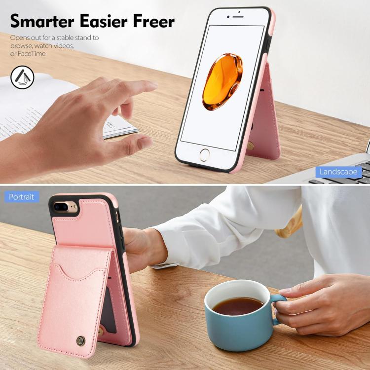 For iPhone 7 Plus / 8 Plus AwQuer Vertical Flip Card Bag Holder Leather Phone Case