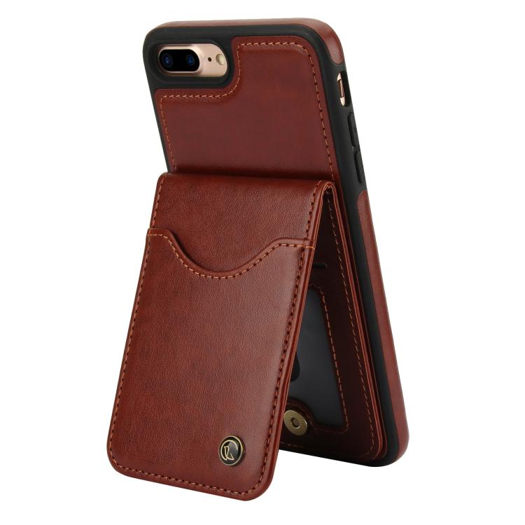 For iPhone 7 Plus / 8 Plus AwQuer Vertical Flip Card Bag Holder Leather Phone Case
