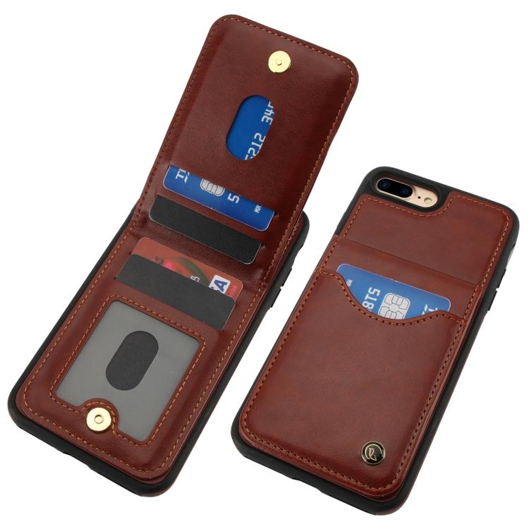 For iPhone 7 Plus / 8 Plus AwQuer Vertical Flip Card Bag Holder Leather Phone Case