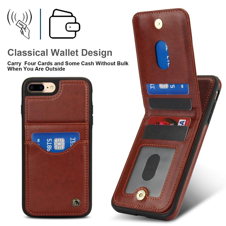 For iPhone 7 Plus / 8 Plus AwQuer Vertical Flip Card Bag Holder Leather Phone Case