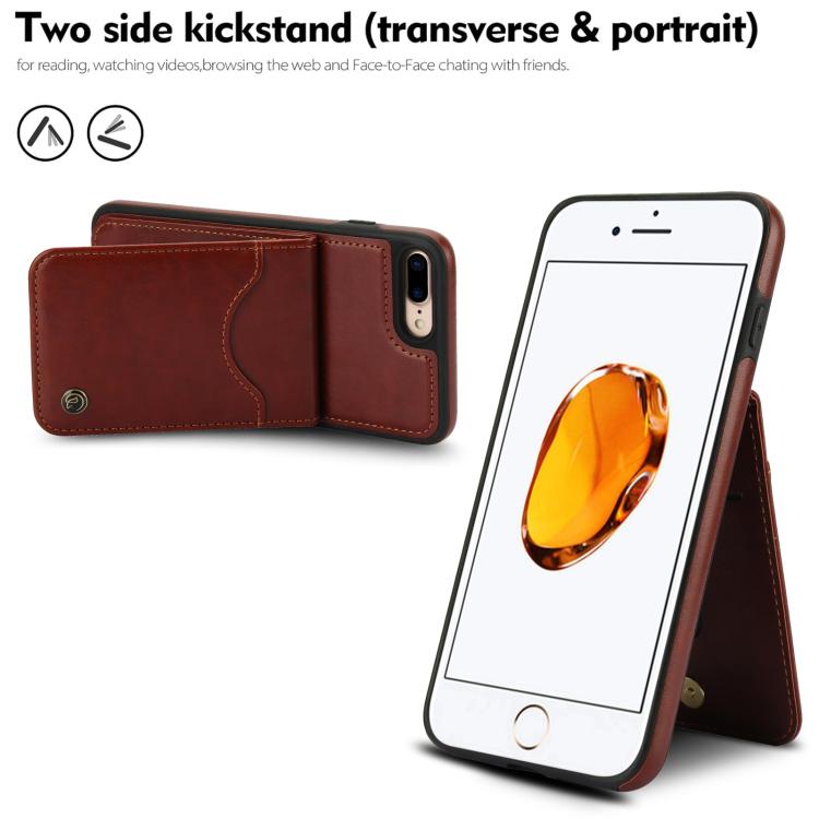 For iPhone 7 Plus / 8 Plus AwQuer Vertical Flip Card Bag Holder Leather Phone Case