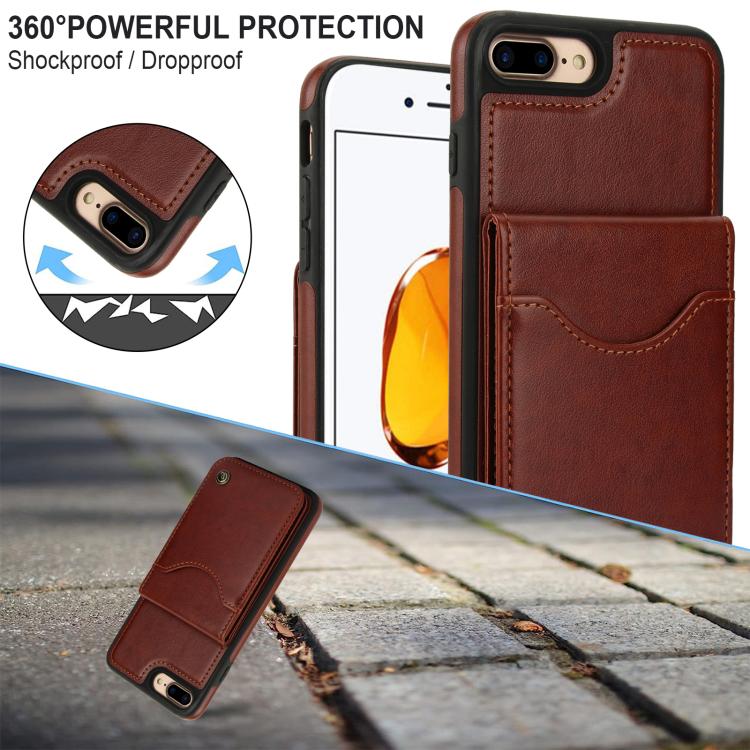 For iPhone 7 Plus / 8 Plus AwQuer Vertical Flip Card Bag Holder Leather Phone Case