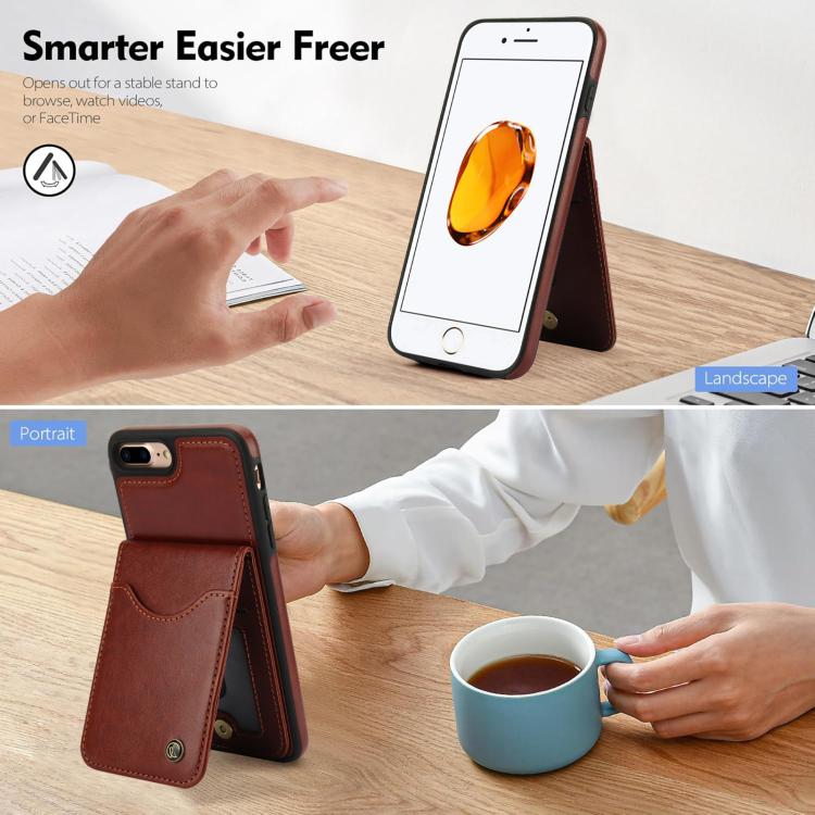 For iPhone 7 Plus / 8 Plus AwQuer Vertical Flip Card Bag Holder Leather Phone Case