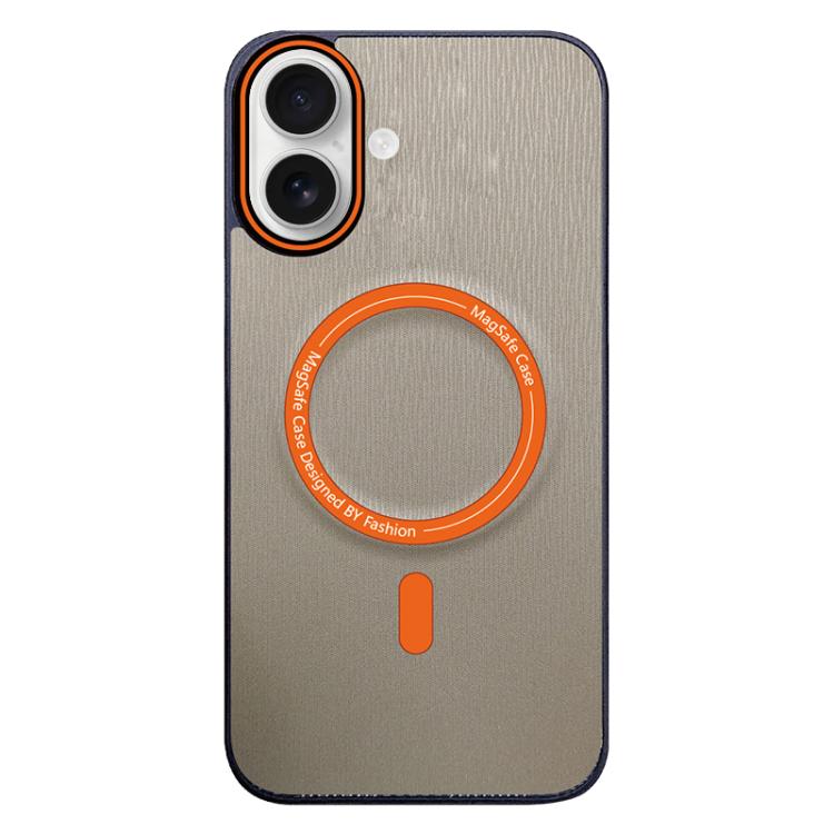 For iPhone 16 Contrast Color Imitation Wood Texture MagSafe Phone Case