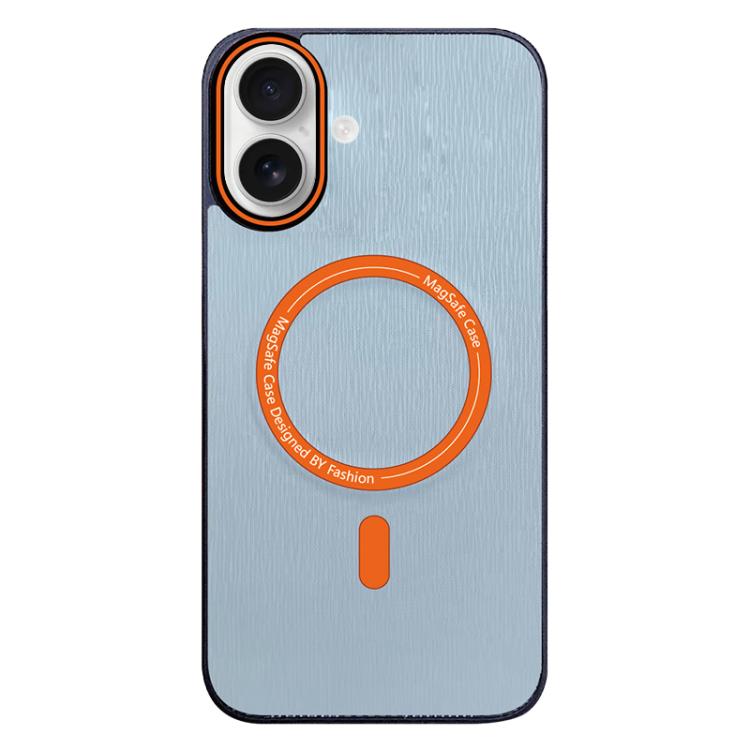 For iPhone 16 Contrast Color Imitation Wood Texture MagSafe Phone Case