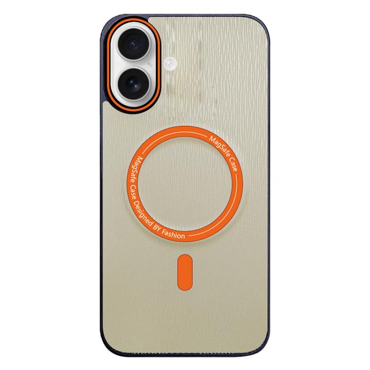 For iPhone 16 Contrast Color Imitation Wood Texture MagSafe Phone Case