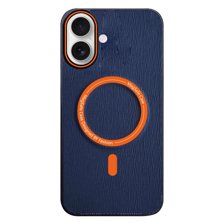 For iPhone 16 Contrast Color Imitation Wood Texture MagSafe Phone Case