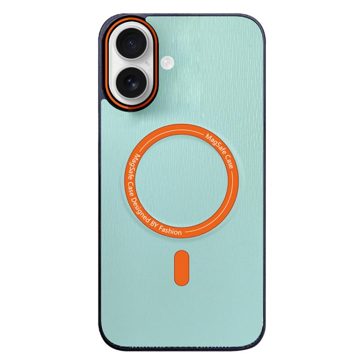 For iPhone 16 Contrast Color Imitation Wood Texture MagSafe Phone Case