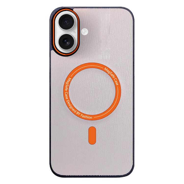 For iPhone 16 Contrast Color Imitation Wood Texture MagSafe Phone Case