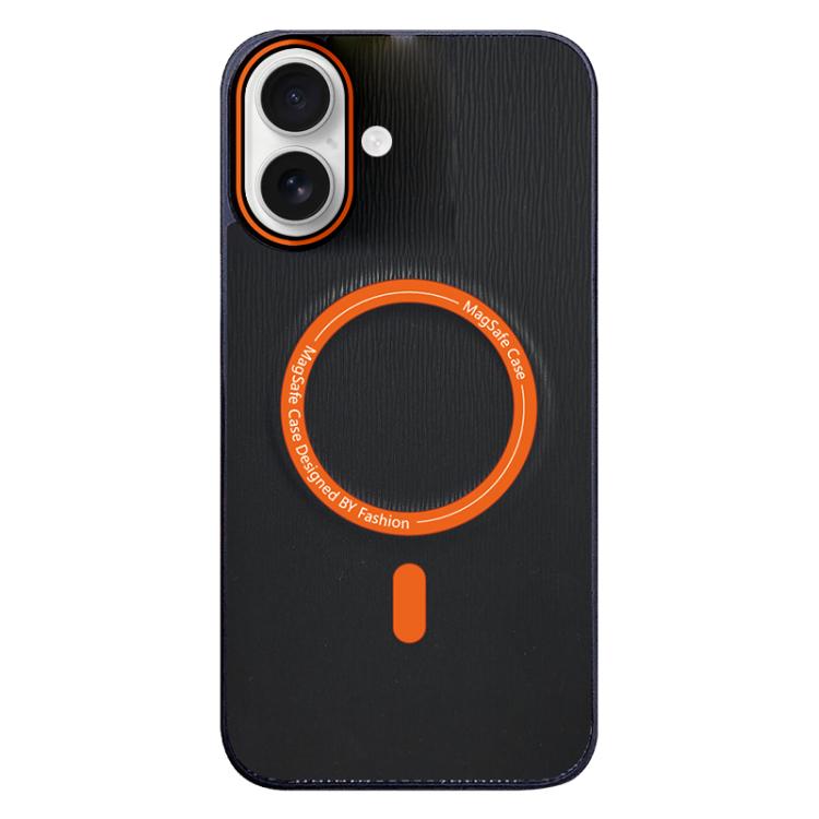 For iPhone 16 Contrast Color Imitation Wood Texture MagSafe Phone Case