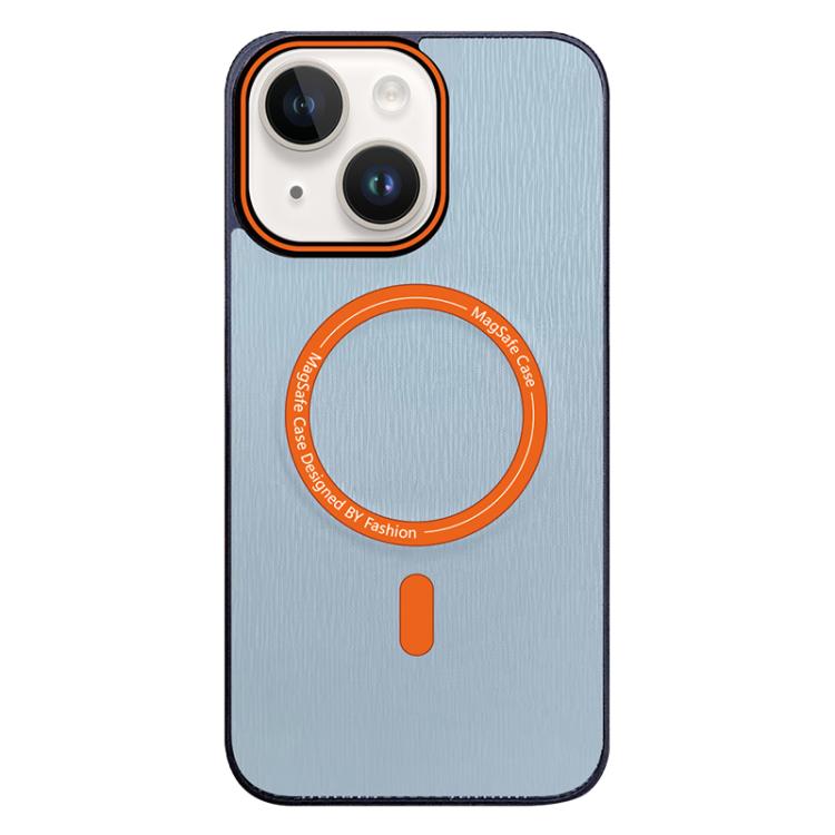 For iPhone 15 Contrast Color Imitation Wood Texture MagSafe Phone Case