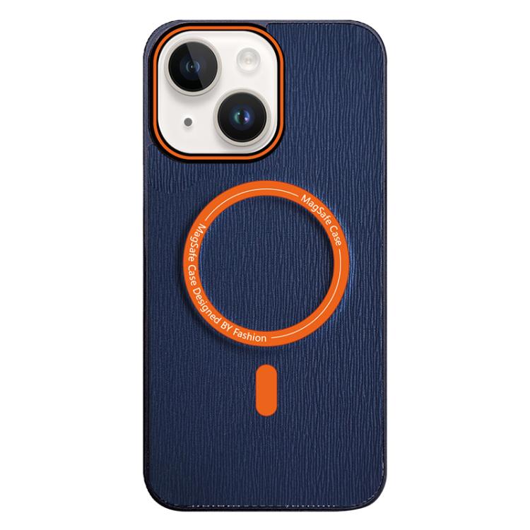 For iPhone 13 Contrast Color Imitation Wood Texture MagSafe Phone Case