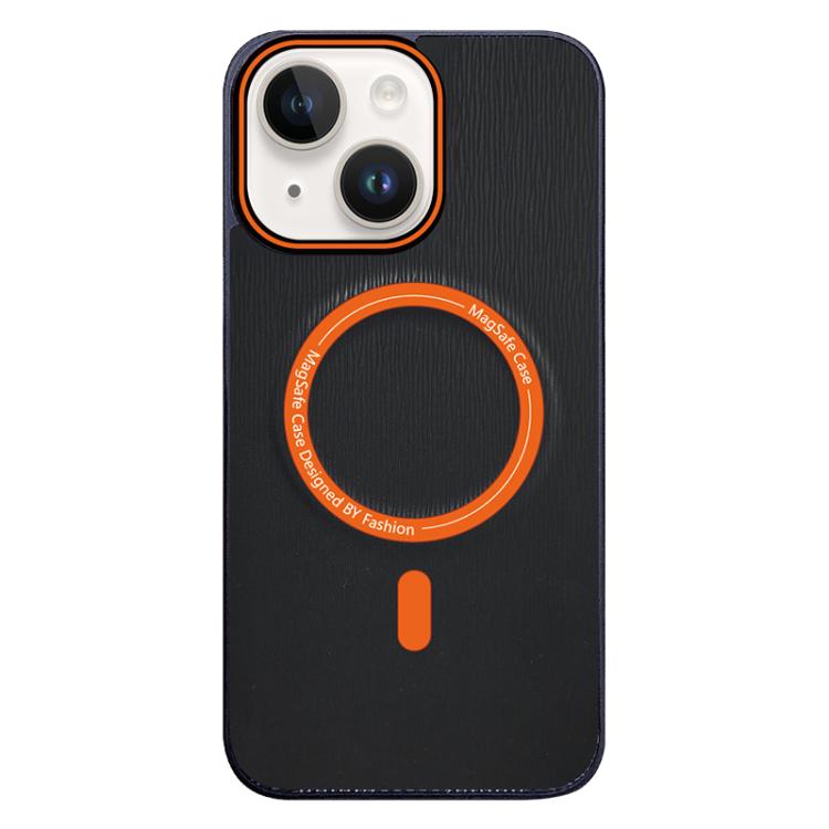 For iPhone 13 Contrast Color Imitation Wood Texture MagSafe Phone Case