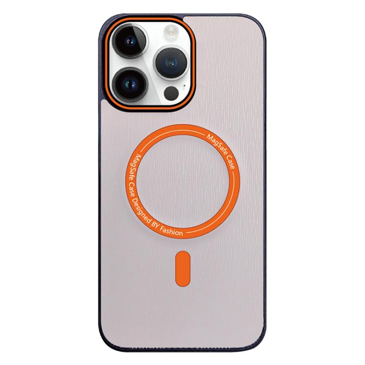 For iPhone 12 Pro Max Contrast Color Imitation Wood Texture MagSafe Phone Case