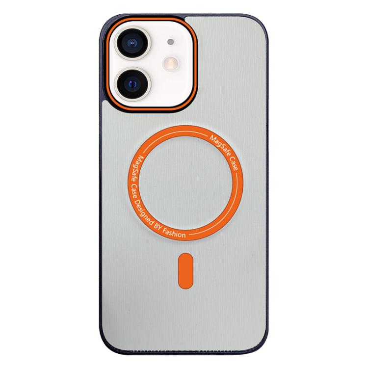 For iPhone 12 Contrast Color Imitation Wood Texture MagSafe Phone Case