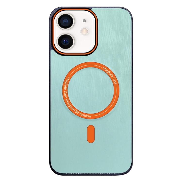 For iPhone 12 Contrast Color Imitation Wood Texture MagSafe Phone Case
