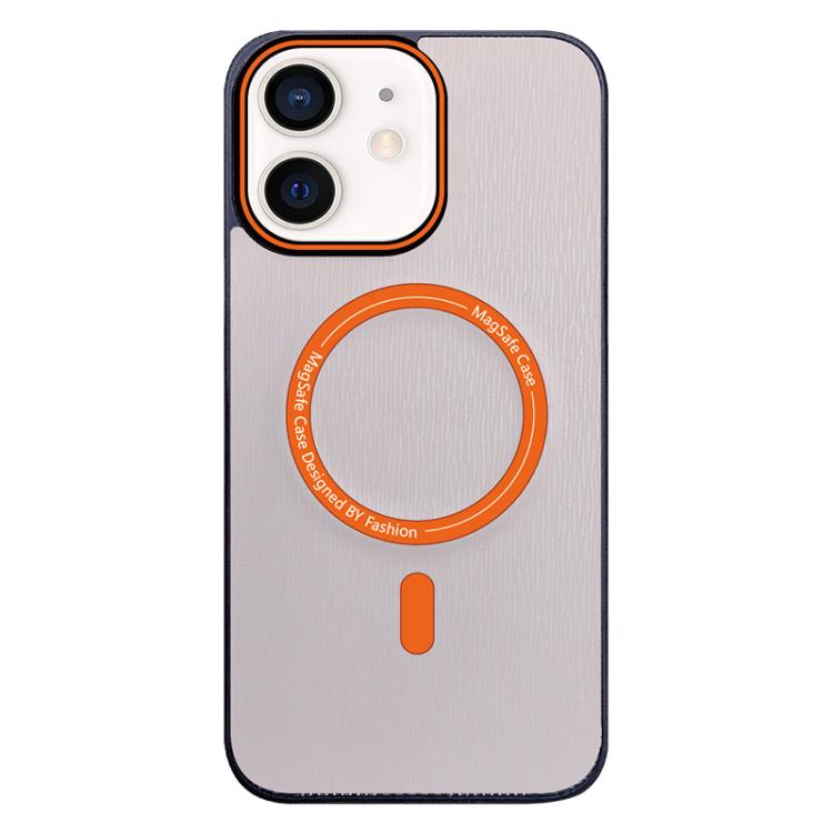 For iPhone 12 Contrast Color Imitation Wood Texture MagSafe Phone Case