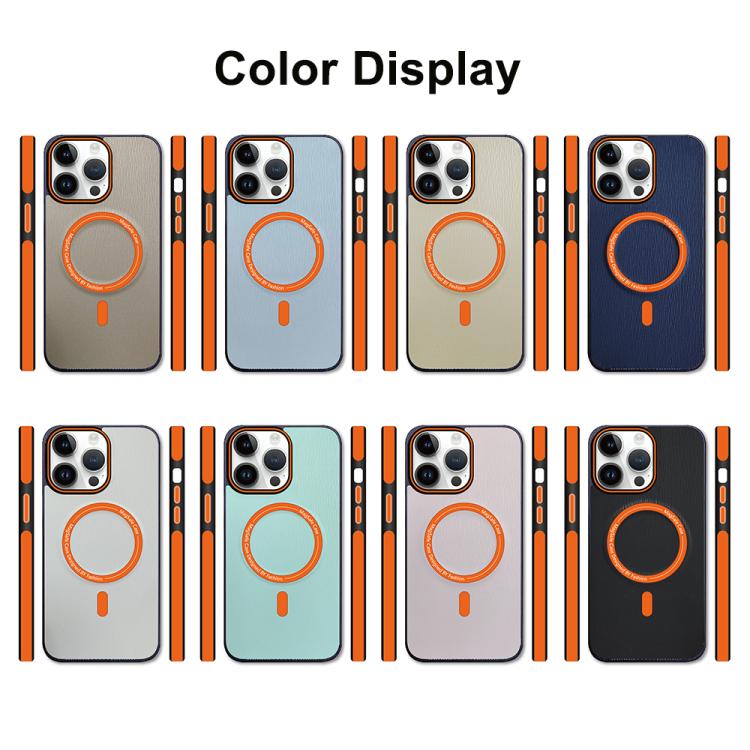 For iPhone 12 Pro Contrast Color Imitation Wood Texture MagSafe Phone Case