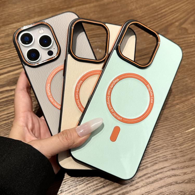 For iPhone 16 Pro Contrast Color Imitation Wood Texture MagSafe Phone Case