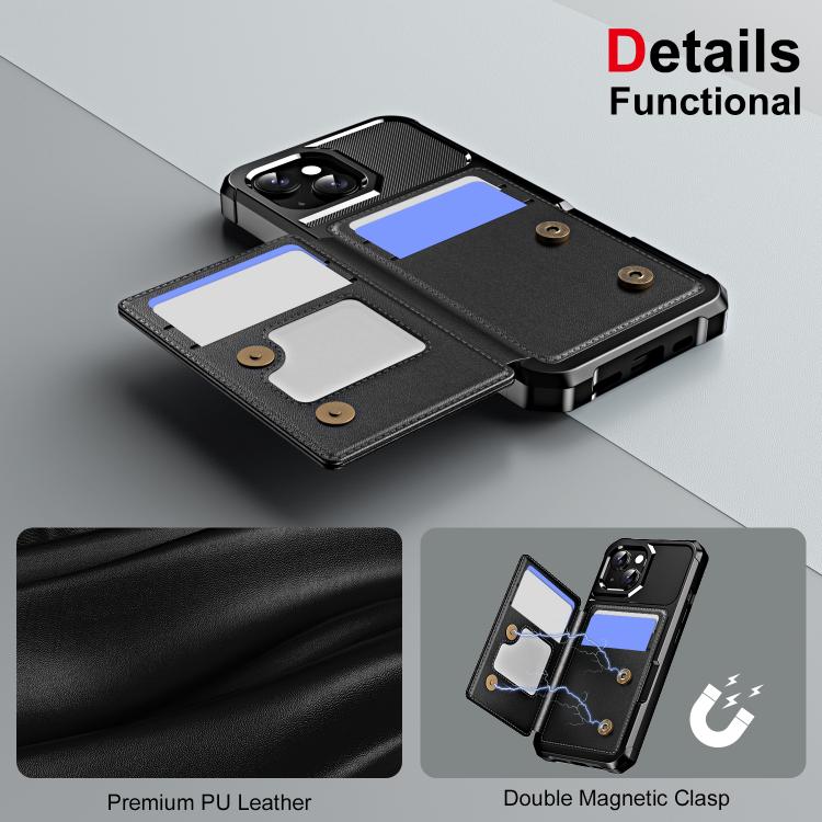 For iPhone 14 Horizontal Flip Card Bag Holder Leather Phone Case