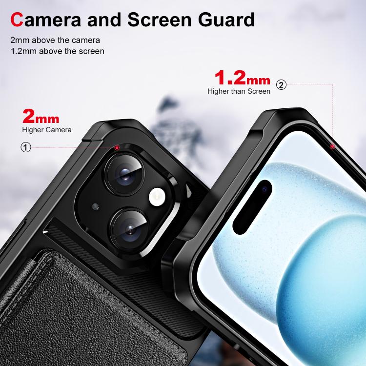 For iPhone 14 Plus Horizontal Flip Card Bag Holder Leather Phone Case