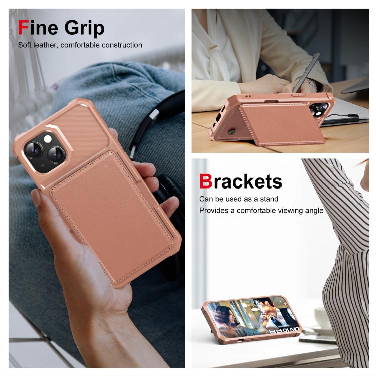 For iPhone 14 Plus Horizontal Flip Card Bag Holder Leather Phone Case