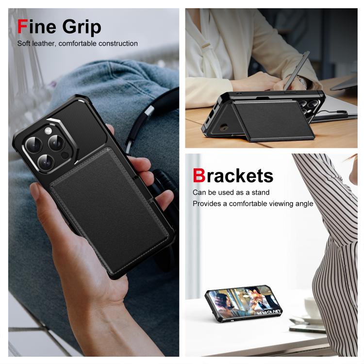 For iPhone 14 Pro Horizontal Flip Card Bag Holder Leather Phone Case