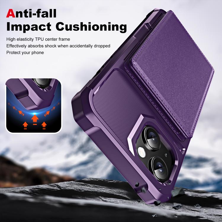 For iPhone 15 Horizontal Flip Card Bag Holder Leather Phone Case