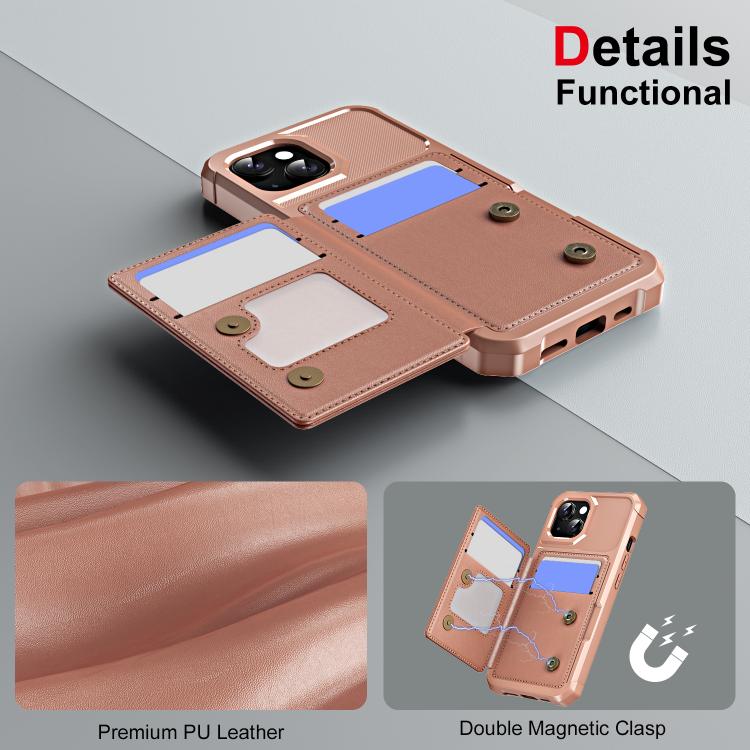 For iPhone 15 Horizontal Flip Card Bag Holder Leather Phone Case