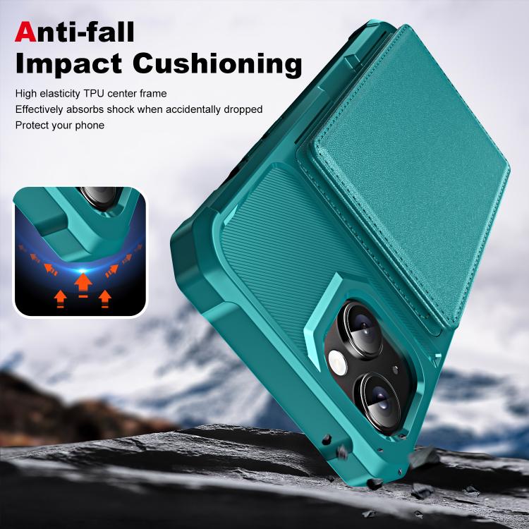 For iPhone 15 Horizontal Flip Card Bag Holder Leather Phone Case