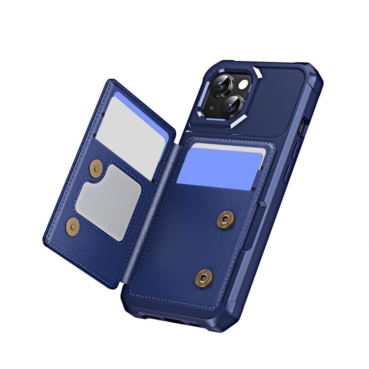 For iPhone 15 Horizontal Flip Card Bag Holder Leather Phone Case