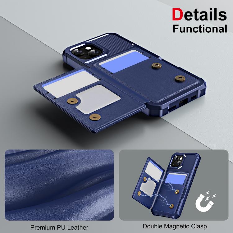 For iPhone 15 Plus Horizontal Flip Card Bag Holder Leather Phone Case