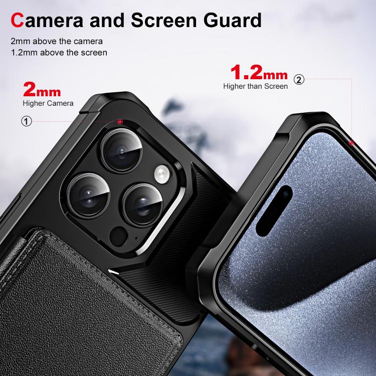 For iPhone 15 Pro Horizontal Flip Card Bag Holder Leather Phone Case