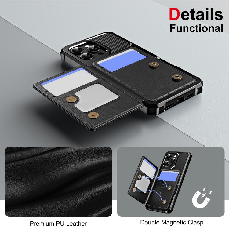 For iPhone 15 Pro Horizontal Flip Card Bag Holder Leather Phone Case