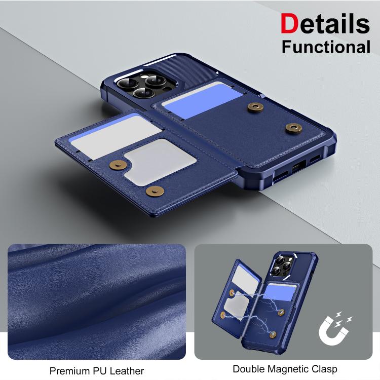 For iPhone 15 Pro Horizontal Flip Card Bag Holder Leather Phone Case