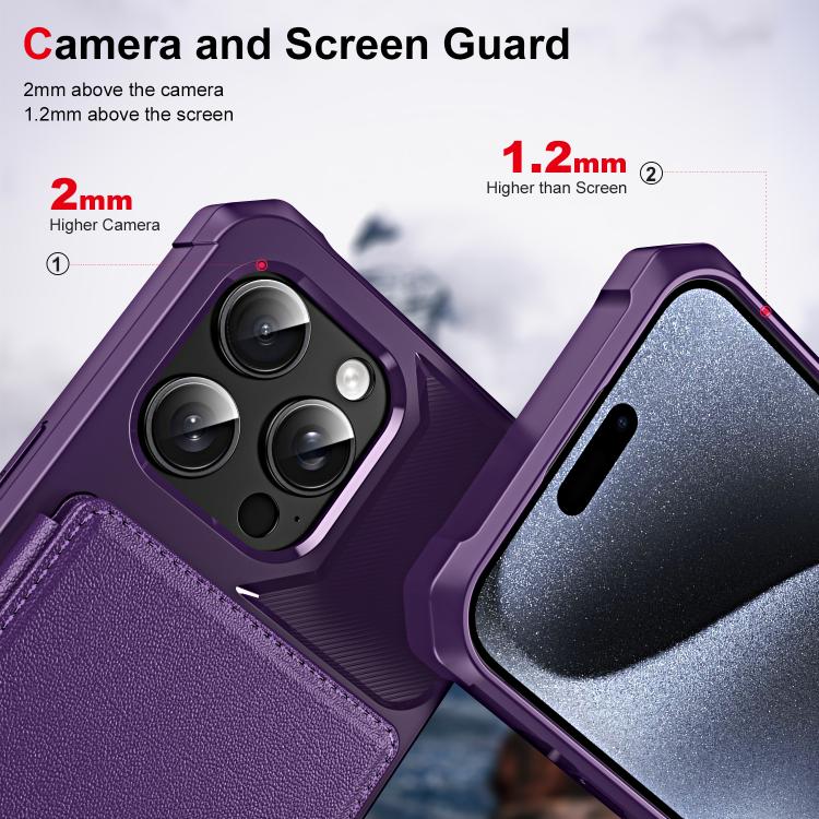 For iPhone 15 Pro Max Horizontal Flip Card Bag Holder Leather Phone Case