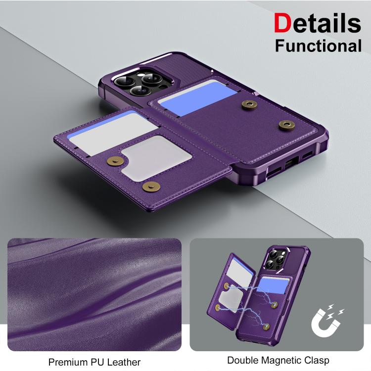 For iPhone 15 Pro Max Horizontal Flip Card Bag Holder Leather Phone Case