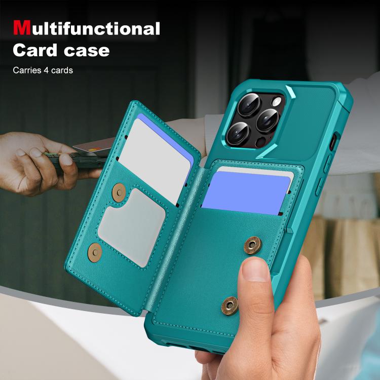 For iPhone 15 Pro Max Horizontal Flip Card Bag Holder Leather Phone Case