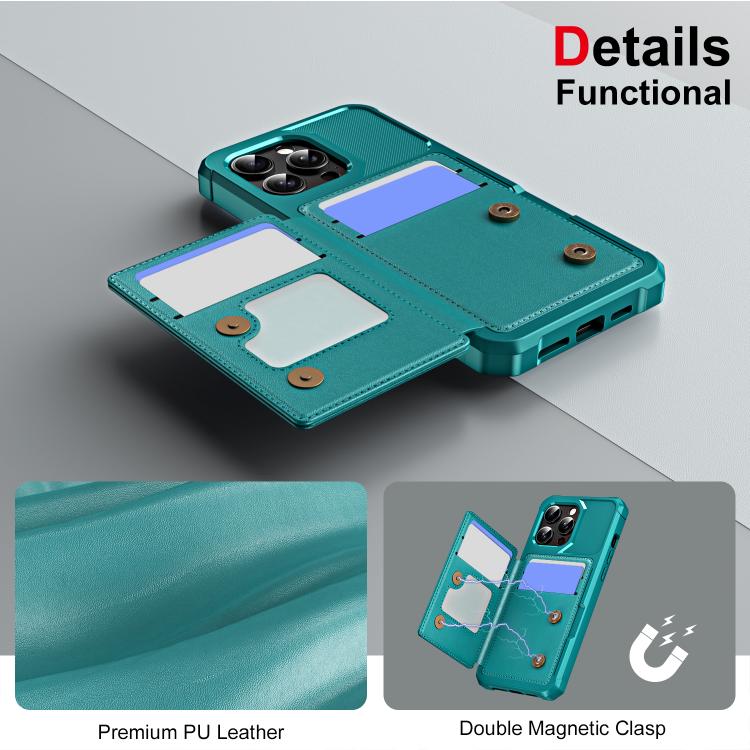 For iPhone 15 Pro Max Horizontal Flip Card Bag Holder Leather Phone Case