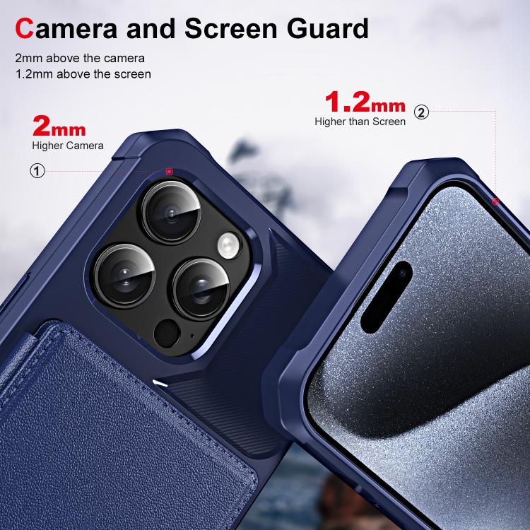 For iPhone 15 Pro Max Horizontal Flip Card Bag Holder Leather Phone Case