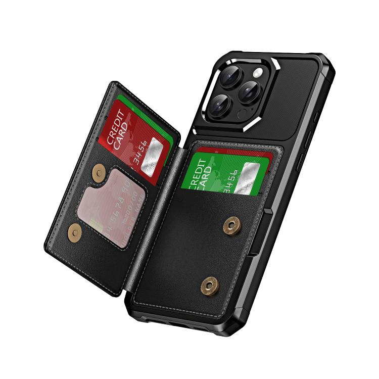 For iPhone 16 Pro Horizontal Flip Card Bag Holder Leather Phone Case