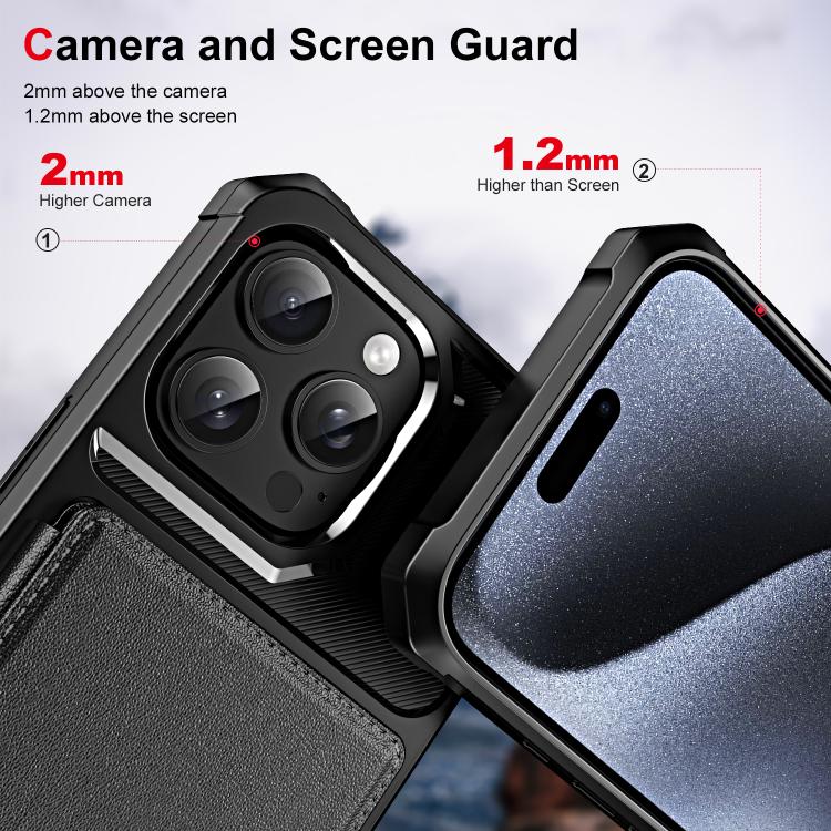 For iPhone 16 Pro Horizontal Flip Card Bag Holder Leather Phone Case
