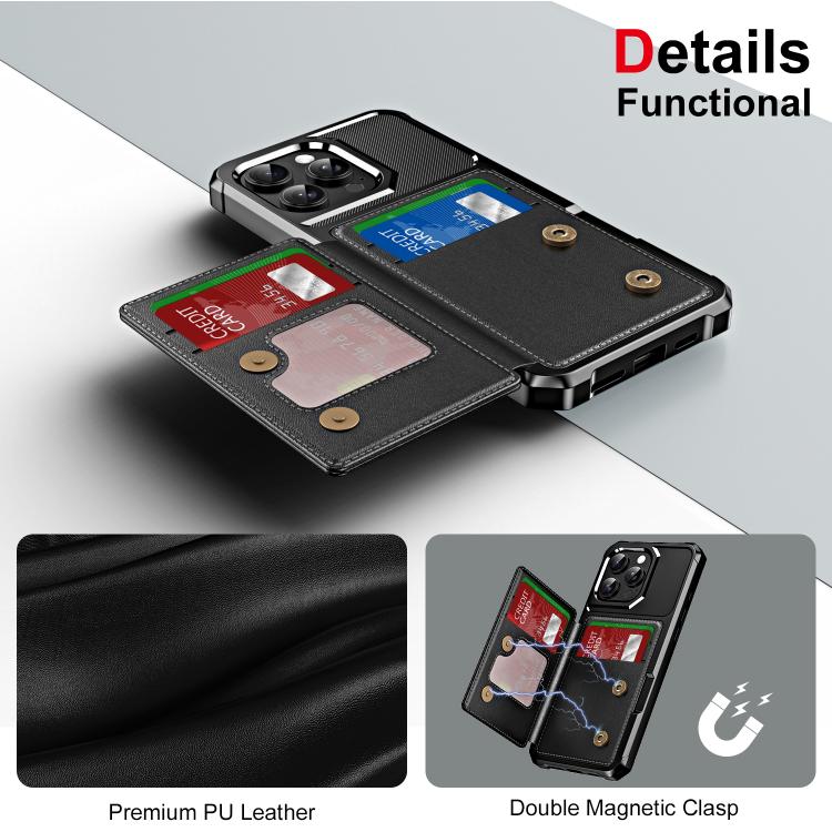 For iPhone 16 Pro Horizontal Flip Card Bag Holder Leather Phone Case