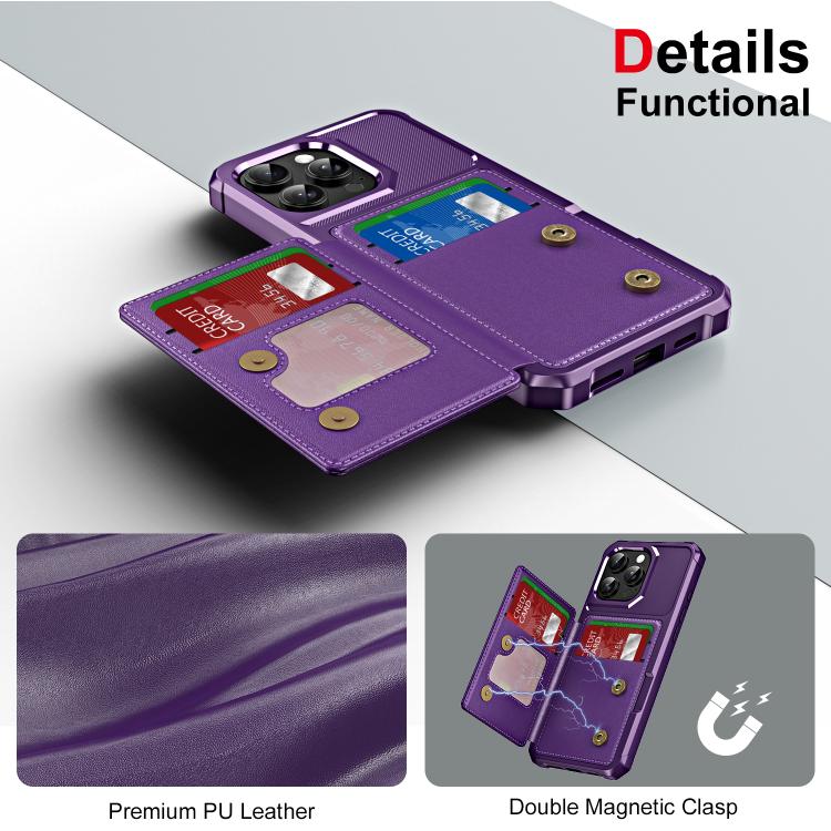For iPhone 16 Pro Horizontal Flip Card Bag Holder Leather Phone Case