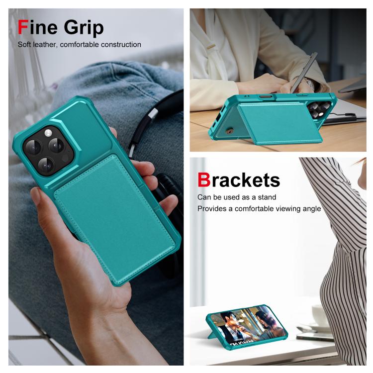 For iPhone 16 Pro Horizontal Flip Card Bag Holder Leather Phone Case