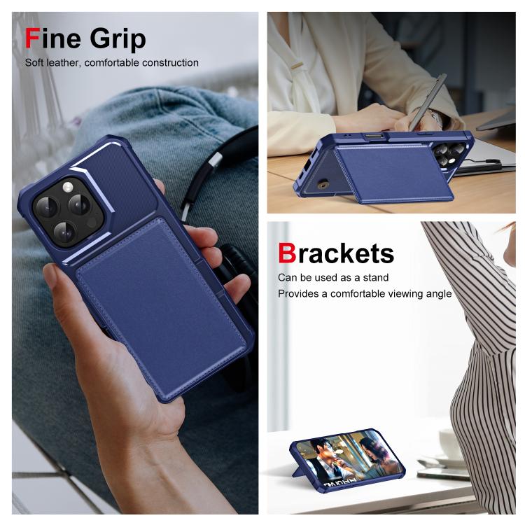 For iPhone 16 Pro Horizontal Flip Card Bag Holder Leather Phone Case