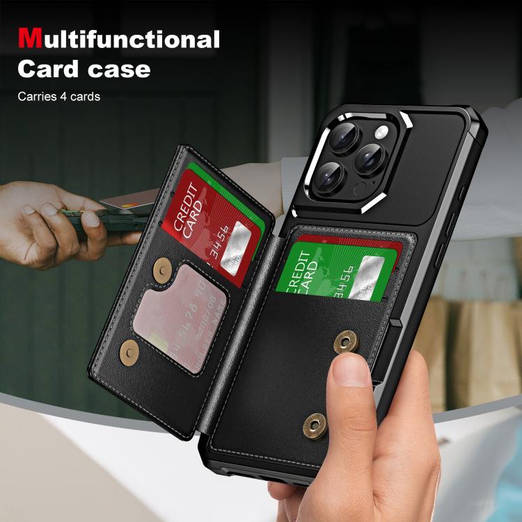 For iPhone 16 Pro Max Horizontal Flip Card Bag Holder Leather Phone Case