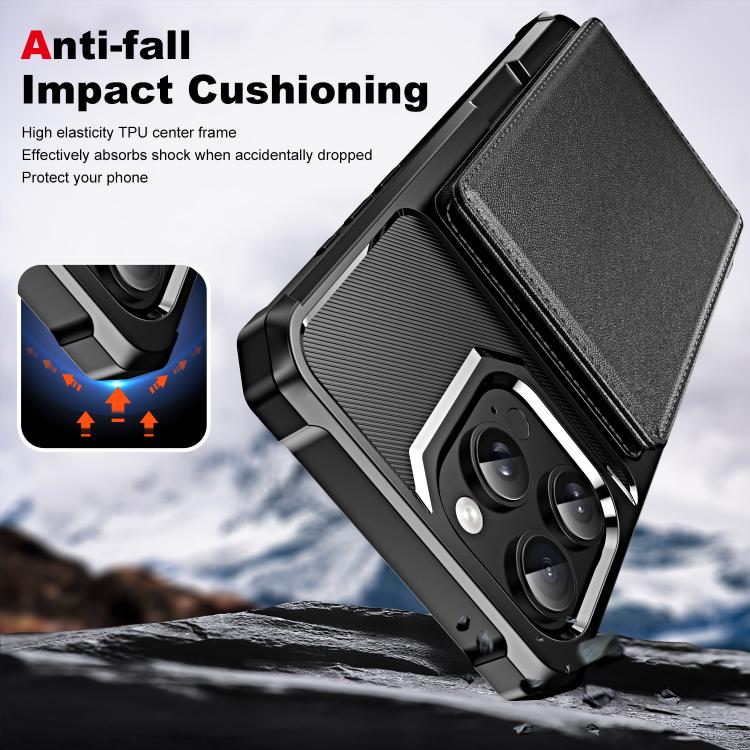 For iPhone 16 Pro Max Horizontal Flip Card Bag Holder Leather Phone Case